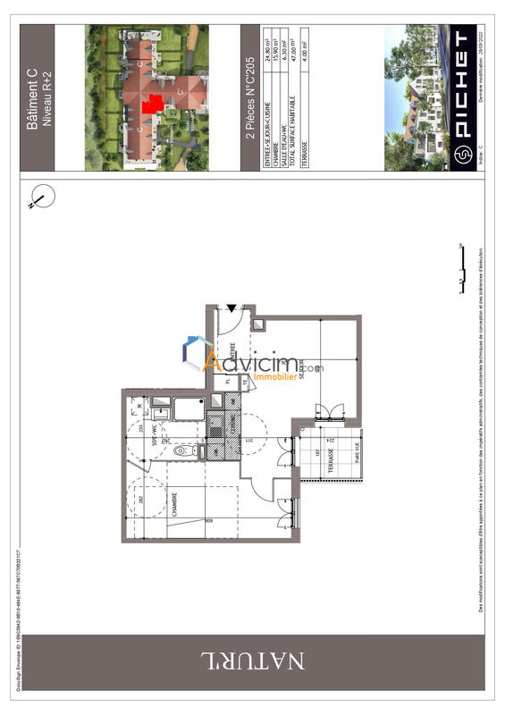 Appartement - 47 m² - 2 pièces