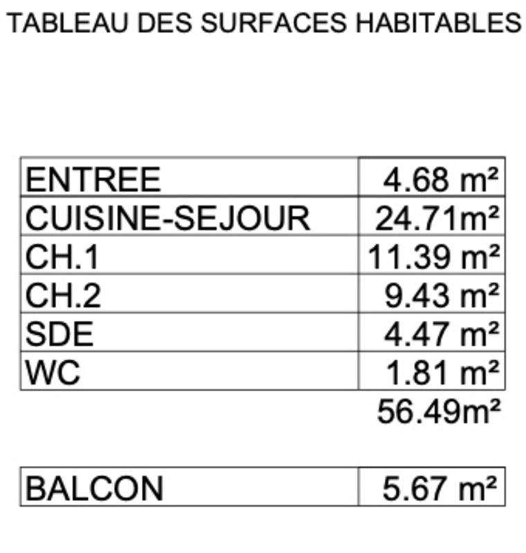 Appartement - 56 m² - 3 pièces