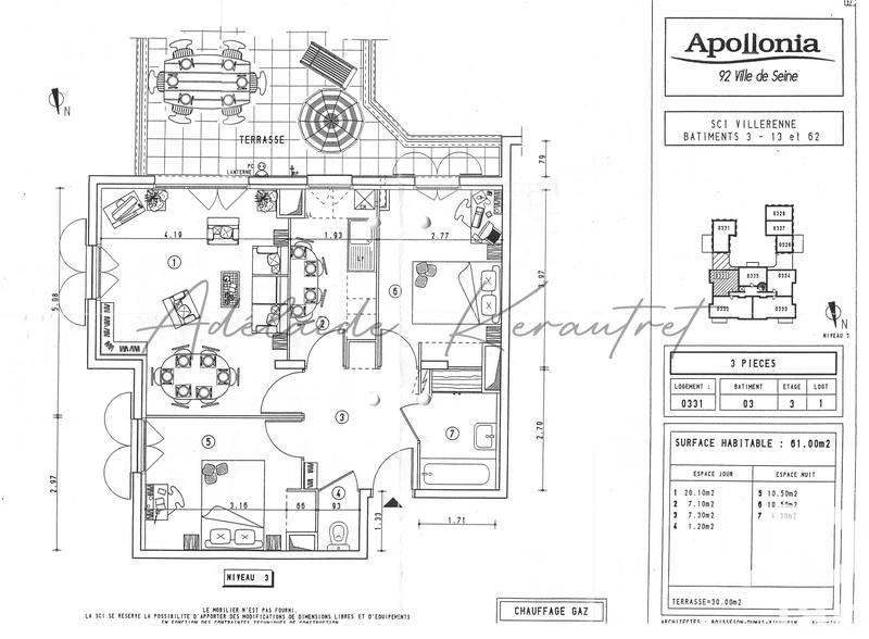 Appartement - 61 m² - 3 pièces