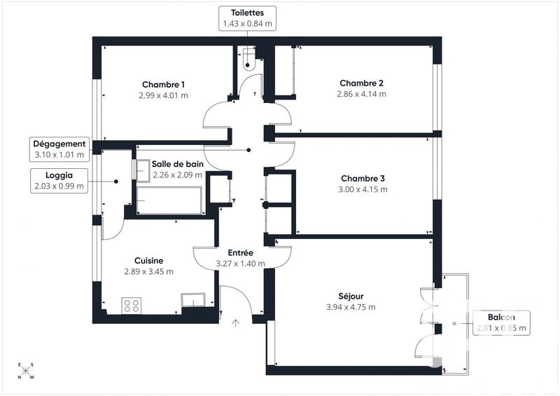 Appartement - 83 m² - 4 pièces