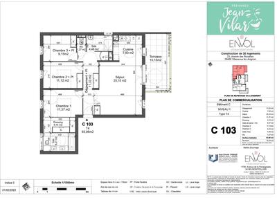Appartement - 93 m² - 1 pièce